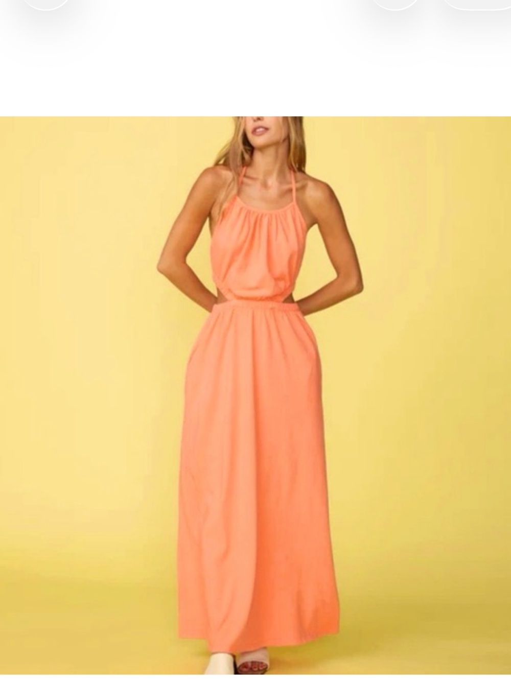 Monrow Cut out Halter Maxi Dress - Color Georgia Peach